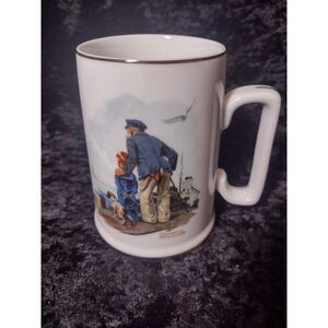 Vintage Norman Rockwell Museum Looking‎ Out To Sea Coffee Tea Cup Mug 1985 Japan